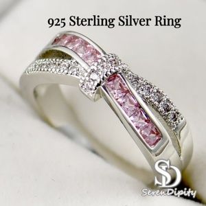 925 Sterling Silver Lab-created Pink Sapphire Ring